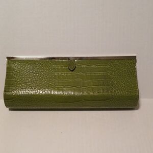 ALDO Green Crocodile-Embossed Clutch  NWOT